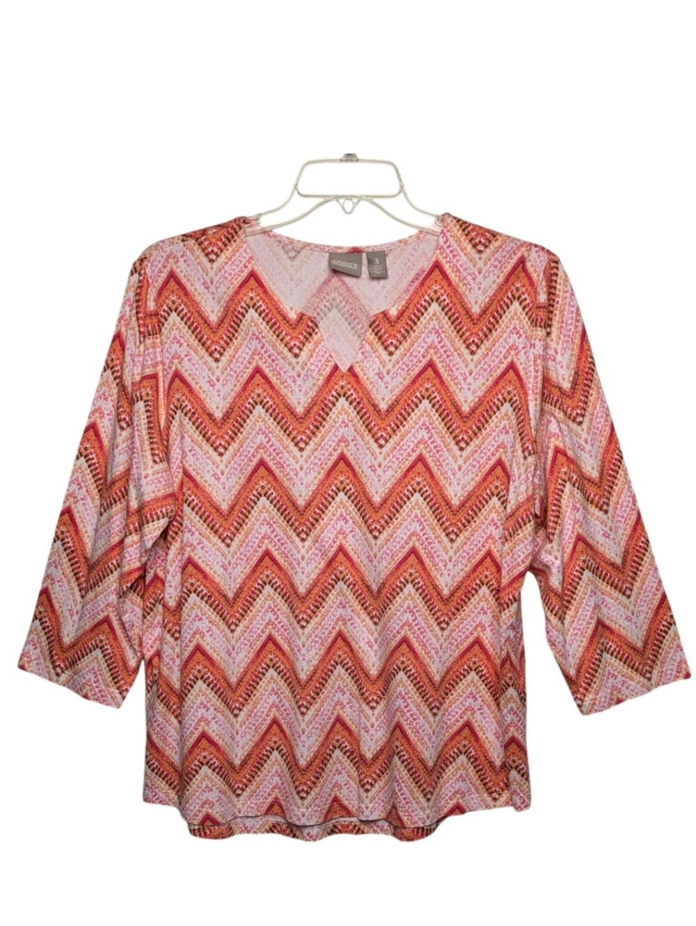 Chicos 3 Herringbone Print Top XL
